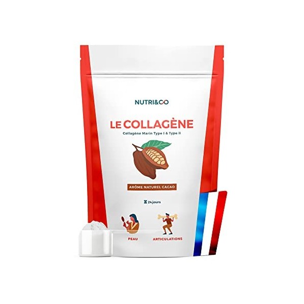 Collagène Marin Bio-disponible Types 1 & 2 + Vit C | Peau et Articulations Souples | 5500mg de Collagène Breveté par Portion 