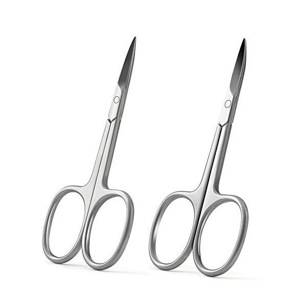 Feryes Stroit & Curved Petites ciseaux Ensemble, Ciseaux de beauté des sourcils dacier inoxydable professionnel, barbe/moust