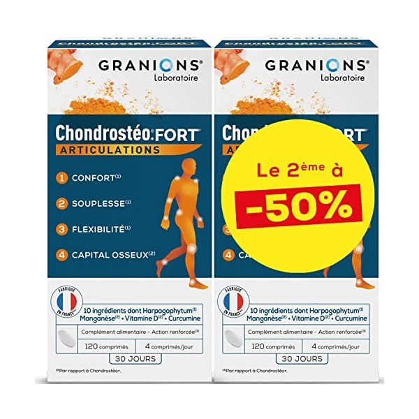 GRANIONS | Chondrostéo+ FORT Articulations | Formule Renforcée| Mobilité & Souplesse Articulaire, Flexibilité, Capital Osseux