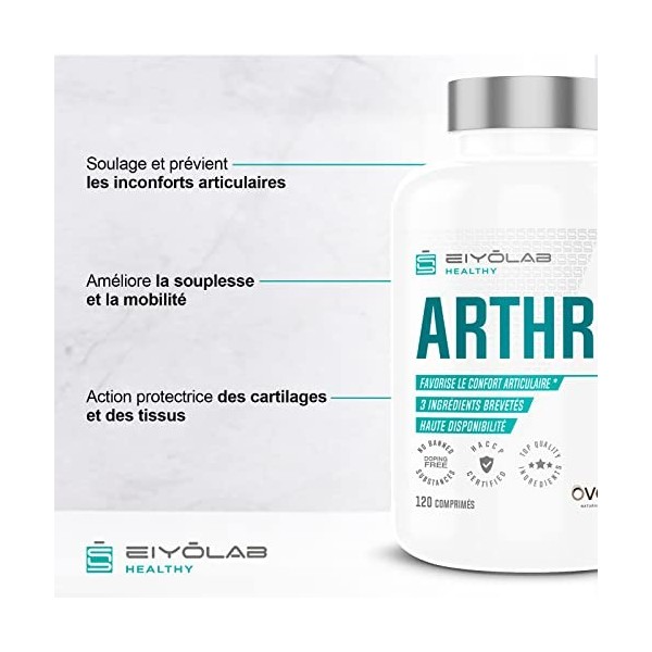 ARTHRO HT | Articulations Douloureuses - Soulagement Rapide et Durable | 3 Actifs Brevetés : Collagène Ovomet + Glucosamine +