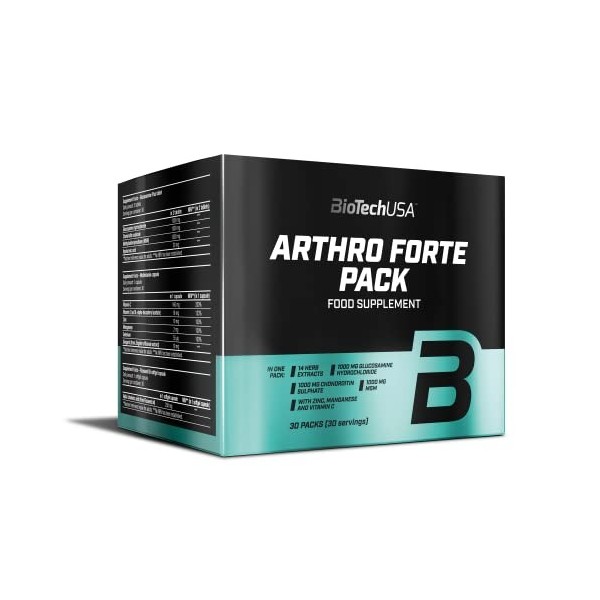 BioTechUSA Arthro Forte Pack, Paquet de complément alimentaire contenant de la glucosamine, de la chondroïtine, du MSM, des e