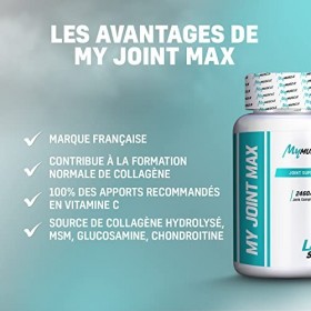 MyMUSCLE - My Joint Max - Complexe pour Articulations - Collagène Hydrolysé + Vitamine C + Glucosamine + Sulfate Chondroïtine