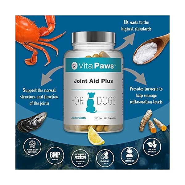 Joint-Aid Plus Pour Chien | Glucosamine, MSM, vitamines et mineraux 180 gélules| SimplySupplements