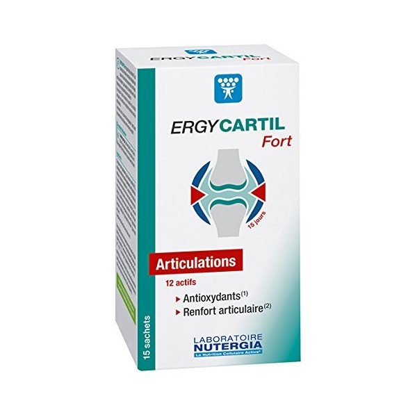 Nutergia - ERGYCARTIL Fort - Complément alimentaire à base CURCUMA, ACIDE HYALURONIQUE Glucosamine et Chondroitine - Etui de 