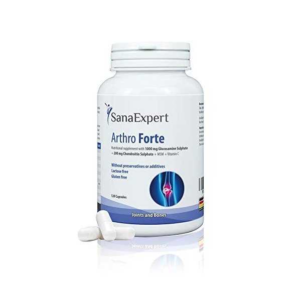 PACK 2| SanaExpert Arthro Forte| SUPPORT NATUREL POUR LES ARTICULATIONS ET LES OS | avec MSM, sulfate de glucosamine, chondro