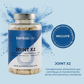 Bamboo Labs - Glucosamina con Condroitina, MSM, Boswellia, Harpagofito y Vitamina C, 120 Cápsulas, Antiinflamatorio Natural p