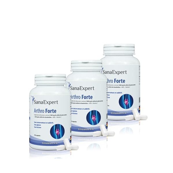 PACK 3|SanaExpert Arthro Forte | renforce le cartilage, les articulations et les os | MSM,Chondroïtine,Sulfate de glucosamine