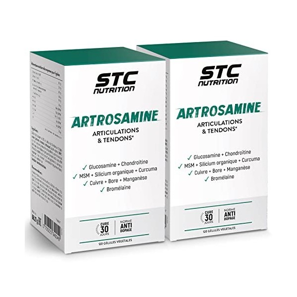 STC NUTRITION - Artrosamine - Complément alimentaire à la Glucosamine, Chondroïtine, MSM, Curcuma, vitamines & minéraux - Rés