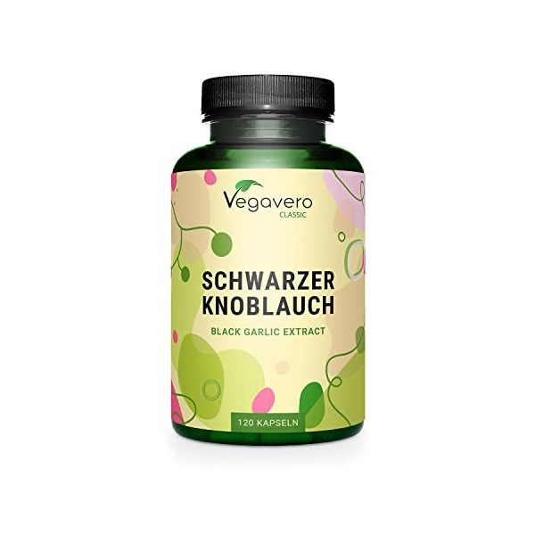 Ail Noir Vegavero® | 11250 mg de poudre 750 mg dExtrait 15:1 | Avec 0,2% de S-allyl-cystéine SAC | Sans Additifs & VEGAN