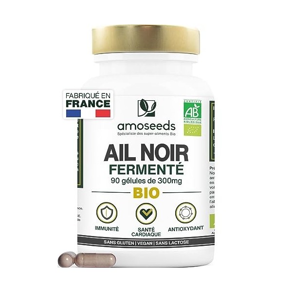 Ail Noir Fermenté BIO | Extra Fort, 900mg / Jour | Contient de la S-Allylcystéine | Santé Cardiaque, Circulation Sanguine, Im