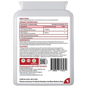 Cherry Max+ 2100mg Cerise Montmorency ajoutée avec de la cerise noire I 90 capsules végétaliennes haute résistance I Fabriqué