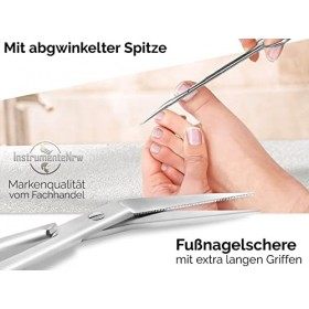 Ciseaux à ongles extra long de 16 cm avec micro-denture - Pour pédicure - Pour personnes âgées - En acier inoxydable - Idéal 