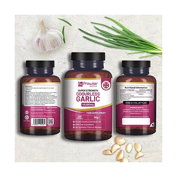 Capsules dail inodores de qualité supérieure - Haute résistance 45 000mg- 200 gélules - Extrait dhuile dail de qualité sup