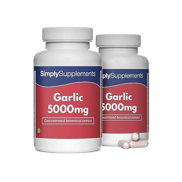 Ail 5000mg | Enrichie en vitamines C & B | 360 Gélules | Adapté aux Végétaliens| Jusqu’à 1 an de bienfaits |SimplySupplements