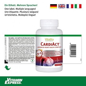 Cardiact Gélules, Extrait de Pépins de Raisin, Ail Noir, Vitamine B12 et B6. Santé Coeur, Cardio-Vasculaire, Comprimés Vegan.