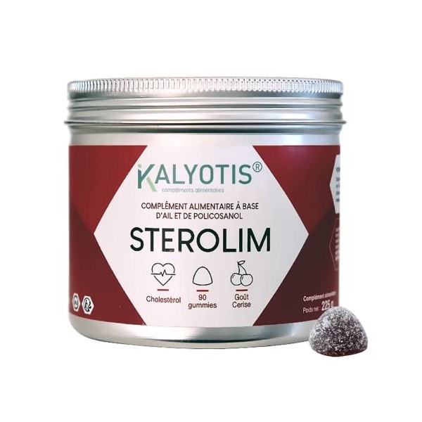 STEROLIM - GUMMIES - CIRCULATION - COMPLEMENT ALIMENTAIRE - CHOLESTEROL - Ail noir, Policosanols de canne à sucre. Boite de 9