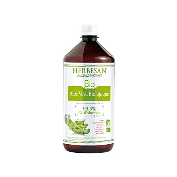 HERBESAN®- GEL DALOÉ VERA BIO- Digestion, Transit & Beauté - Pulpe fraîche, Récoltée à la main- Fabrication française- Boute