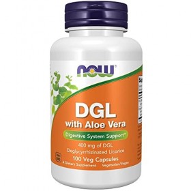 Now Foods, DGL with Aloe Vera Racine de Réglisse , 100 Capsules végétaliennes, Testé en Laboratoire, Sans Gluten, Sans Soja,