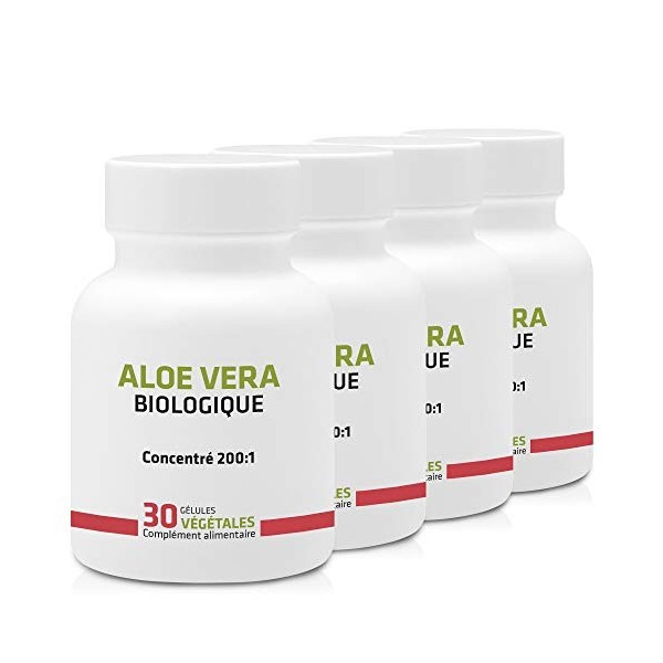 ALOE VERA BIO EN GÉLULES ◉ PACK 3+1 GRATUIT ◉ 250 mg / 120 gélules ◉ Digestion, Immunitaire ◉ Garantie Satisfait ou Remboursé