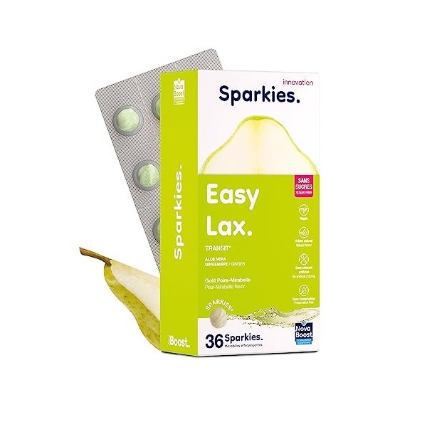 NovaBoost - Sparkies Easy Lax - Complément Alimentaire à boire - Transit - Gingembre, Aloe vera - x36 Microbilles Effervescen