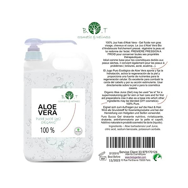 BIO Fresh Aloe Vera Liquid Concentrate. Jus concentré provenant directement de la plante. 100% naturel et pur. Pressé à froid