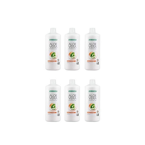 Lot de 6 gels à boire à laloe vera - Pêche