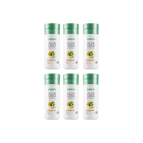 Lot de 6 gels à boire à laloe vera traditionnels, au miel