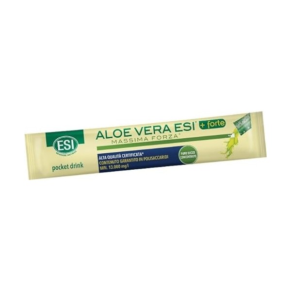 ESI Aloe Vera +FORTE - 24 Pocket Drink, Force maximale - Complément alimentaire à base de feuilles daloe vera, pour le bien-