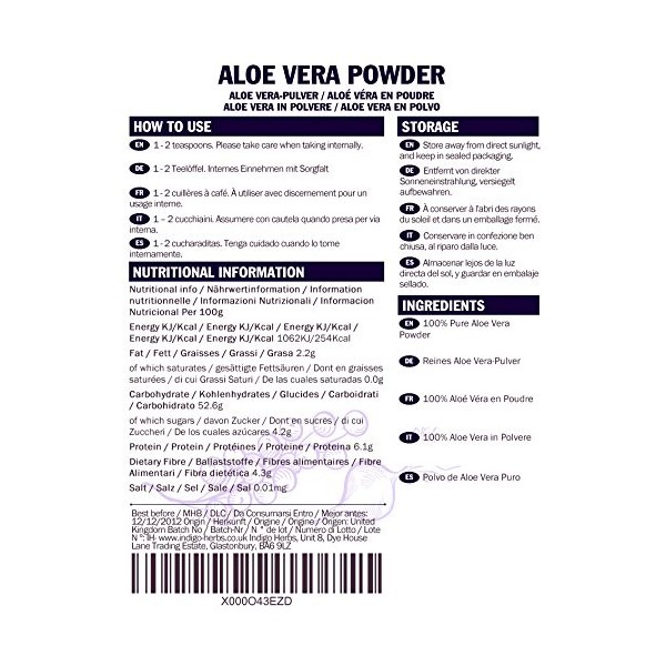 Aloe Vera en poudre - 100g Qualité assurée 