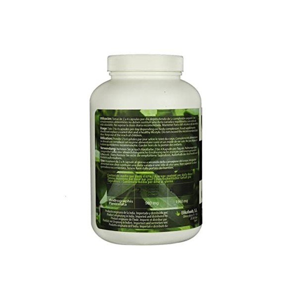 Andrographis Paniculata Elikafoods Extract.240 capsules naturelles de 500mg. Renforce le système immunitaire, augmente les dé