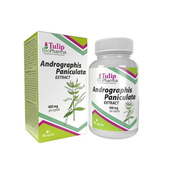 Andrographis Paniculata 400mg 90 Capsules, Testé par un Laboratoire tiers, supplément très puissant, sans gluten ni OGM