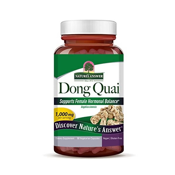 Natures Answer, Dong Quai, 500mg, 90 Capsules végétaliennes, Testé en Laboratoire, Sans Gluten, Sans Soja, Végétarien, Sans 