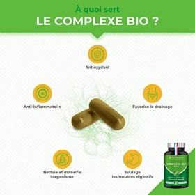 COMPLEXE BIO - Detox Intestin, Foie & Colon - Sans Excipient - Artichaut, Radis Noir, Curcuma & Pissenlit - Elimination Natur