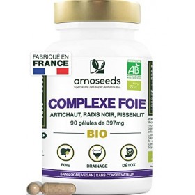 Complexe Foie Bio | Détox du foie et Draineur puissant | Artichaut, Radis Noir, Pissenlit | 90 Gélules Vegan | Qualité Supéri