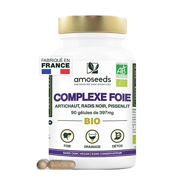 Complexe Foie Bio | Détox du foie et Draineur puissant | Artichaut, Radis Noir, Pissenlit | 90 Gélules Vegan | Qualité Supéri