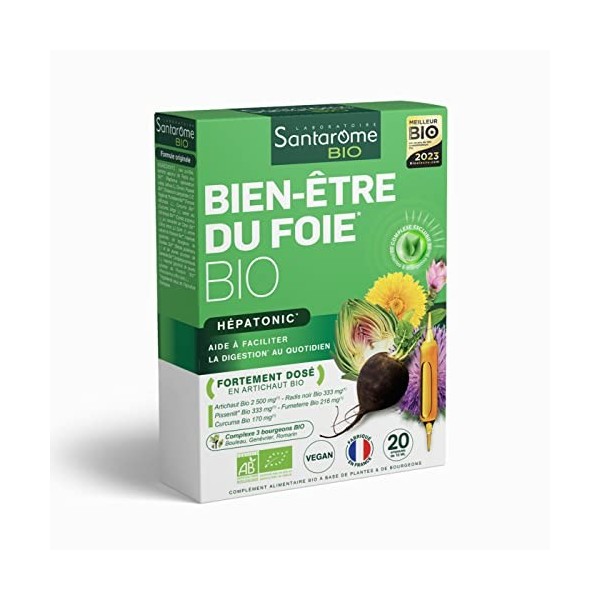 Santarome Bio - Bien-Être du Foie Bio, Complément Alimentaire Foie & Digestion, Détox Foie - Plantes Bio - Artichaut, Radis N