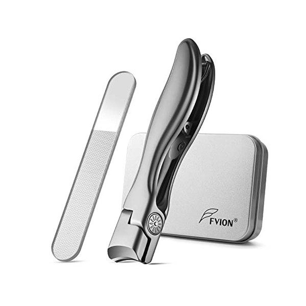 FVION Coupe-Ongles Pour Ongles Épais, Ensemble de Manicur Pointu à Large Mâchoire en Acier Inoxydable Pour Hommes Femmes, Cou