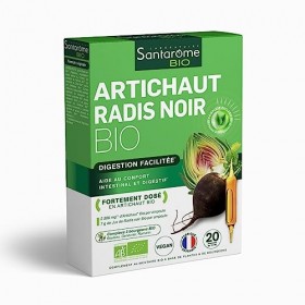 Santarome Bio - Artichaut Bio Radis Noir Bio - Complément alimentaire foie et digestion - Digestion facilitée - Fortement dos