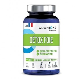Détox foie GRANIONS | Complément alimentaire detox | Détox foie 1000mg avec Radis noir + Artichaut + Desmodium | Cure detox f