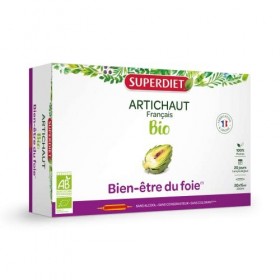 SuperDiet Artichaut Bien être du foie 20 ampoules de 15ml soit 300ml Produit certifié bio 