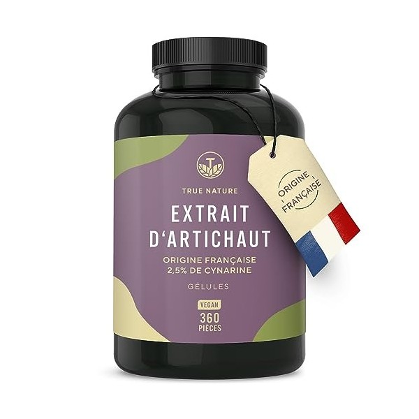 Artichaut française - 360 gélules - Haute dose: 7200mg par gélule 60mg cynarine pour jours – Véritable extrait dartichaut 