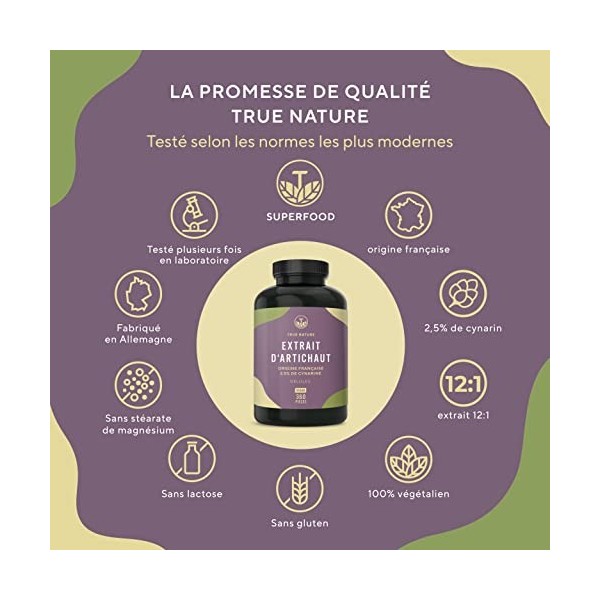 Artichaut française - 360 gélules - Haute dose: 7200mg par gélule 60mg cynarine pour jours – Véritable extrait dartichaut 