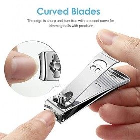 Coupe Ongle, longzon [2+1 Pièces] Coupe Ongles en Acier Inoxydable avec Lime à Ongles, Pince à Ongles Professionnel Kit avec 