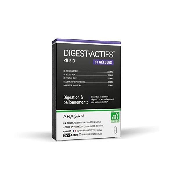 ARAGAN - Synactifs - Digestactifs Bio - Complément Alimentaire Digestion - Confort Digestif - Extraits de Fenouil, Artichaut 