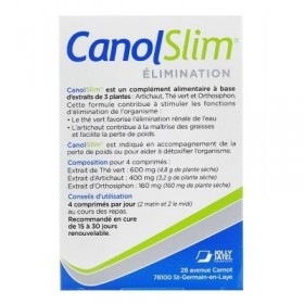 Canol Slim - CanolSlim Elimination - Thé Vert Artichaut Orthosiphon - Boite de 60 comprimés Cure de 15 Jours