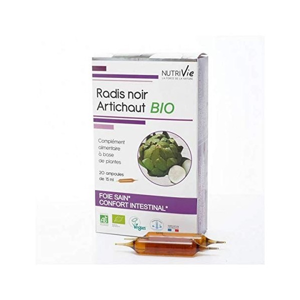 Ampoules Radis Noir et Artichaut BIO - VEGAN, BIO - NUTRIVIE - Fabriqué en France