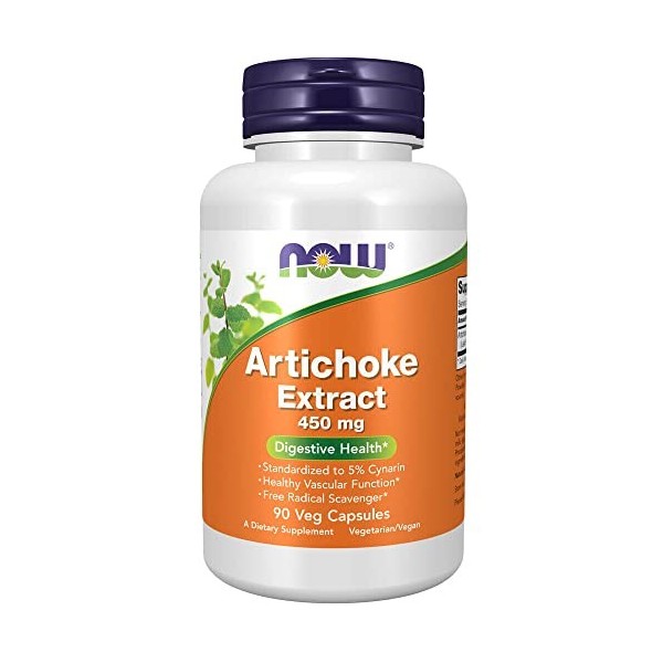 Now Foods, Artichoke Extract Extrait dArtichaut , 450mg, Standardisé en Cynarine, 90 Capsules végétaliennes, Testé en Labor