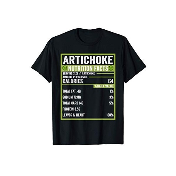 Funny Artichoke Nutrition Facts Vegetable Vegetarian T-Shirt