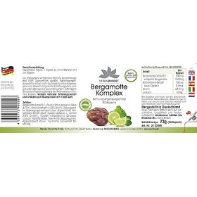 Complexe de Bergamote - 90 gélules avec artichaut et choline - qualité pharmacie allemande - fortement dosé - végan | Herba D