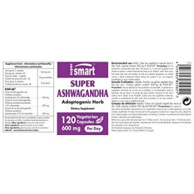 Supersmart - Super Ashwagandha 300 mg - KSM-66® - Extrait de Racine dAshwagandha Withania Somnifera Standardisé à 5% Witha
